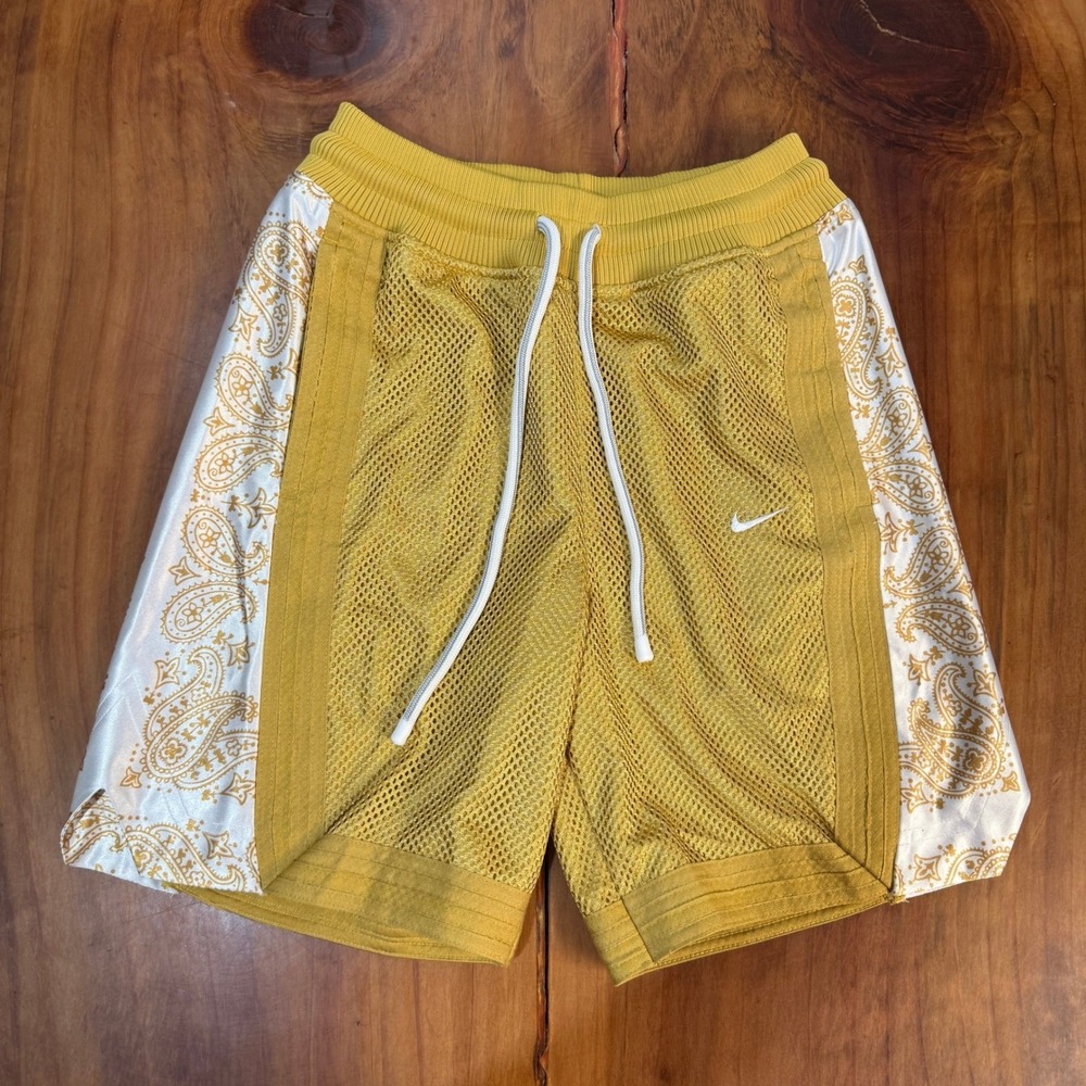 Nike Basketball Shorts Peace Love Gold White Team Elite Men's Size S DV9472 Hh1